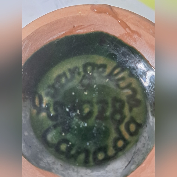 Evangeline Pottery Creamer and Sugar Bowl Green Black Made in Canada. - Picture 5 of 6